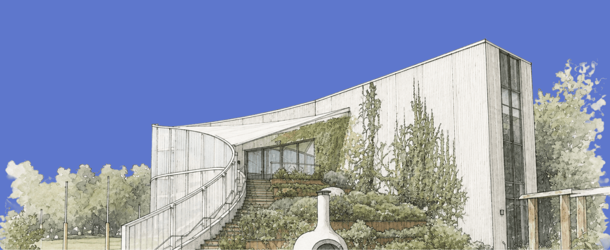 Watercolour illustration of the Bialik College campus