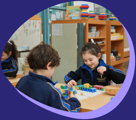 Bialik College students building together in a classroom